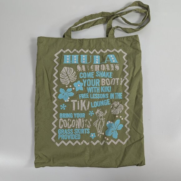 Old Navy Green HULA Tote Bag Cotton Sequin Accents 2004 Nostalgia Millennial Y2K - Picture 1 of 8